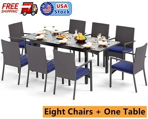 9 Pieces Outdoor Dining Furniture Sets Patio Dining Table Chair Patio Dining Set - Picture 1 of 13
