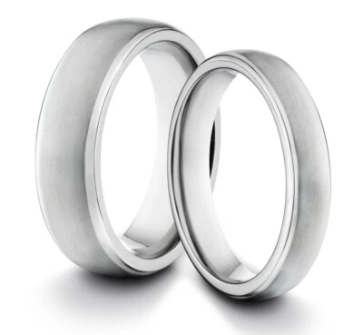 JUEGO DE DOS ANILLOS SUYA Y SUYA 6MM/4MM Titanio Mate Plata Ajuste Cómodo Foto 1 de 3