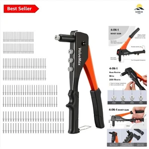Versatile 4-in-1 Pop Riveter with 200 Rivets – Ideal for Repairs & Construction - Picture 1 of 10