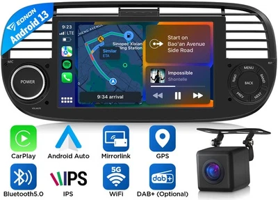 Für Fiat 500 500C 500S 500E 2007-2015 Android 13 Autoradio 7" Navi CarPlay WiFi - Bild 1 von 4