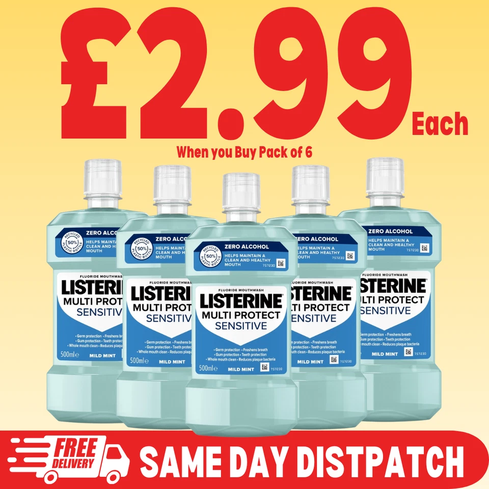 500 ml LISTERINE Enjuague Bucal Multi Protección Antiséptico Encías Problema Mal Aliento Placa