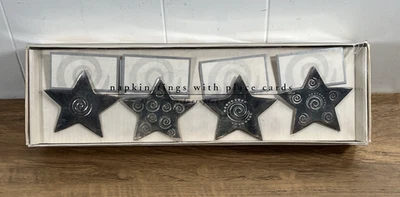 Pier1 Imports 4 estrellas enchapados en plata servilleteros con tarjeteros y caja Foto 1 de 4