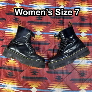 Dr. Martens Jadon schwarze Damenstiefel Leder Plateau 8-Loch-Schnürstiefel Größe 7 - Bild 1 von 10