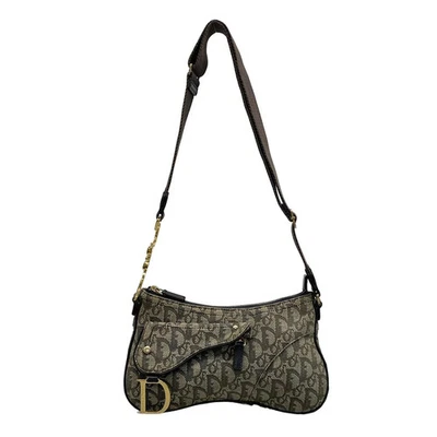 Auténtico Bolso Doble Sillín DIOR/ChristianDior Crema Negro Azul Cuero Jacquard Foto 1 de 4