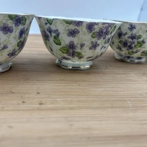 Lefton China handbemalt violett CHINTZ Teetassen 5er Set Goldrand 656V - Bild 1 von 14