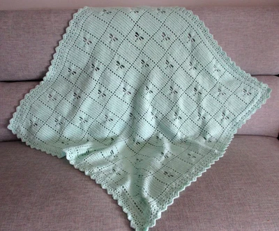 Jazberryz Handmade Crochet Baby Blanket DRAGONFLY Acrylic Yarn New MINT GREEN - image 1 of 4