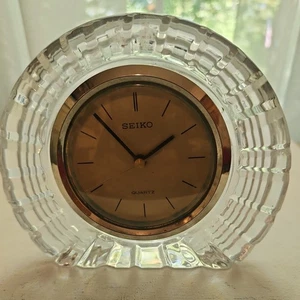 Seiko Quartz Desk Mantle Clock Clear Lead Crystal Base Clock doesn't work - Picture 1 of 3