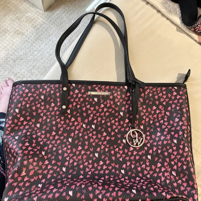 Nine West Black/Pink Hearts Tote NWOT - Изображение 1 из 4