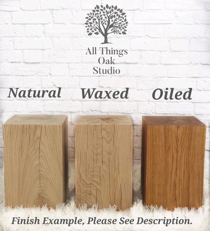 SOLID OAK Tall Wooden Block Beam Lamp Side Bedside End Table