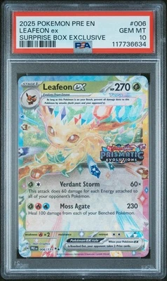 2025 POKEMON EN-PRISMATIC EVOLUTIONS #006 LEAFEON ex SURPRISE BOX PSA 10 - Image 1 of 2