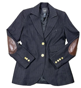 Smythe Les Vestes Leather Elbow Black Equestrian Riding Blazer Jacket US 4 - Picture 1 of 7