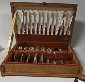 80 piezas FROSTFIRE de Oneida Community con estuche original cubiertos originales años 60 - Imagen 1 de 12