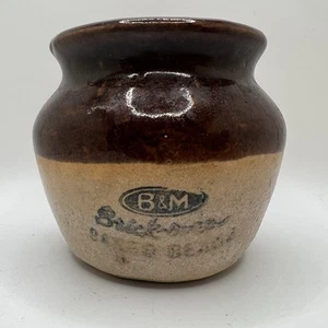 Burnham & Morrill B&M Brick Oven Baked Beans Stoneware Crock Portland, Maine 3x3 - Picture 1 of 9