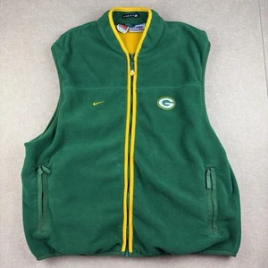 Vintage Nike NFL XL Pro Line Green Bay Packers Fleece Vest Green Gold Taiwan - Picture 1 of 10