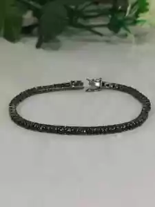 8 Ct Round Cut Lab Created Black Diamond Tennis Bracelet 14K Black Gold Plated - Picture 1 of 7
