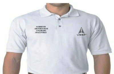 CAMISA POLO BORDADA SPACE FORCE SCHRIEVER AIR FORCE BASE COLORADO - Imagem 1 de 4