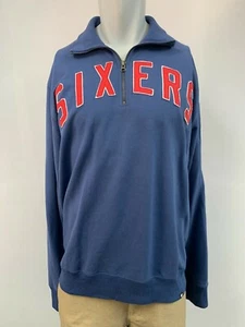 Philadelphia 76ers Men's 1/4 Zip Sweatshirt Pullover Size XL, '47 Striker Blue - Picture 1 of 8