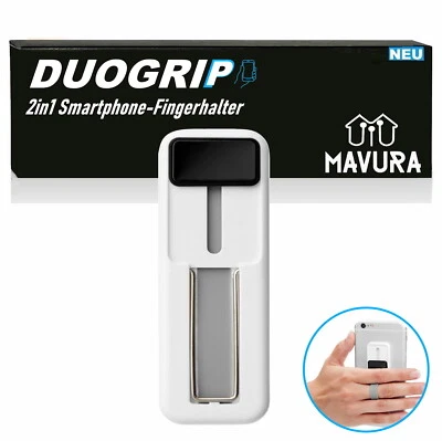 DUOGRIP Fingerhalter Handy Griff Ständer Halter Smartphone Handyständer weiß - Bild 1 von 4