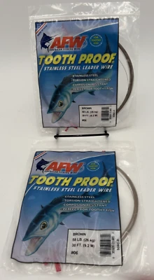 AFW Fishing Lot of 2 Tooth Proof Stainless Steel Single Strand Leader Wire 58 LB - Image 1 of 4
