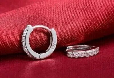 1 Ct Round Cut Moissanite Wedding Huggie Hoop Earrings 14K White Gold Plated - Image 1 of 4