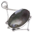 Pendant Moss Agate Gemstone Handmade Mother'Day Gift 925 Silver Jewelry 2"