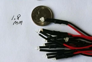 HO 1:87 SLOT CAR OR TRAIN Lights 1.8 mm LED Bulb with wires WHITE 6 PC 18 VOLT - Picture 1 of 2