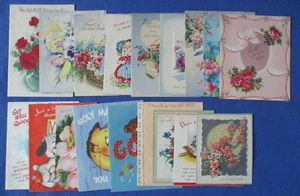 #36 Lotto Vintage-17 Get Well Think-You 1920-1940 USATI Biglietti Auguri Artigianato Fai da Te - Foto 1 di 8