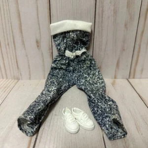 Barbie Jumpsuit Outfit Faux Denim Acid Wash Strapless White Shoes - Picture 1 of 6
