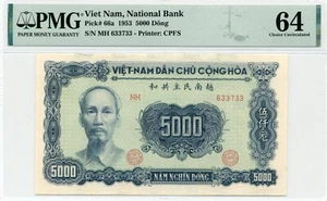 5000 Dong 1953 Vietnam, Pick #66a - PMG Choice UNC64 - Picture 1 of 2