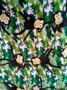 Green Pink Monkey Fleece fabric 1 1/2 yards x 60 - Picture 1 of 2