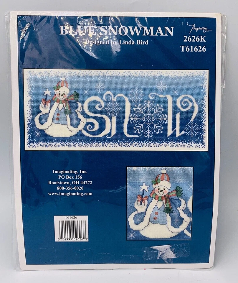 Blue Snowman by Imaginating cross stitch pattern NOS Linda Bird Design - Image 1 of 4