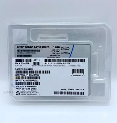 Intel DC P4510 1.0TB SSDPE2KX010T8 Pcle NVMe 3.1 U.2 TLC 2.5" Solid State Drive - Image 1 of 4