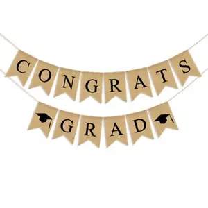 Congrats Grad Burlap Graduation Banner 2025 Congrats Grad Banner Garland No D... - Picture 1 of 6