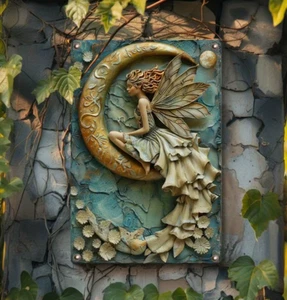 Wanddeko mythisch keltischer Mond Fee Frühling Hof Metall Blechschild 8x12 2D - Bild 1 von 3