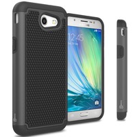 Black / Black Hard Case for Samsung Galaxy J3 Mission Hybrid Phone Cover