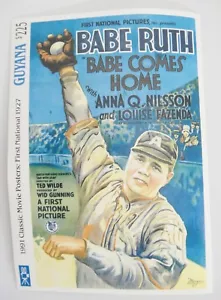 Babe Ruth Comes Home 1991 poster film Guyana francobollo come nuovo mai incernierato prova - Foto 1 di 3