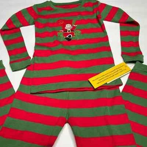 Leveret 2 Pc Set Christmas Pajama Set Boys Size 4 Santa Top Bottom Stripe Red - Picture 1 of 4