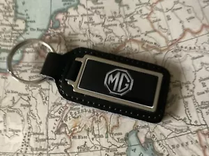 MG Quality Black Real Leather Keyring  OBLONG  - Picture 1 of 3