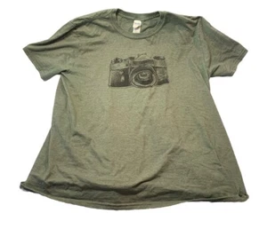 Size L Soft Style Ring Spun Green Cotton Vintage Camera Photography T-shirt Top - Picture 1 of 5