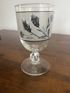 Vintage Libbey Glass Stemmed Wine Water Goblet Silver Leaf Frosted - Picture 1 of 5