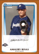2011 (BREWERS) Bowman Prospects Orange #BP27 Amaury Rivas /250