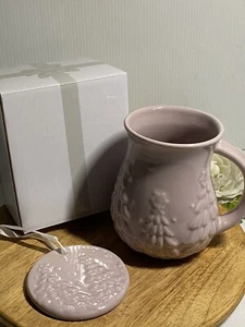 Temp-tations Winter Mug 16 oz w/Ornament in Box Frosty Forest ROSE PINK QVC NEW - Picture 1 of 6