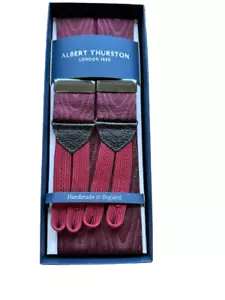 Albert Thurston Moire Braces Wine with Wine Braid ends silver fittings - Picture 1 of 1
