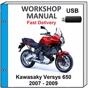 KAWASAKI VERSYS 650 2007 2008 2009 MANUAL DE TALLER DE REPARACIÓN DE SERVICIO USB - Imagen 1 de 1