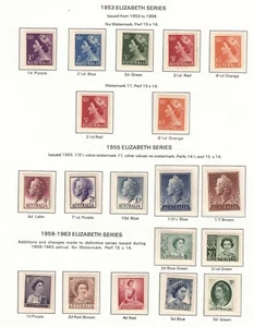 Australia 1953 1955 1959 1963 Elizabeth II Definitive Set of 19 MUH / MH (7642) - Picture 1 of 2