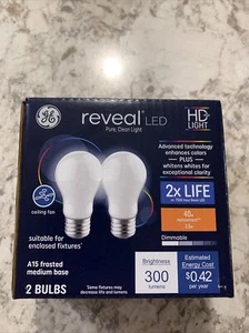 GE Reveal Led HD+ Ceiling Fan Light Bulbs, 3.5 Watt(40 W Replacement) 2 Packs - Picture 1 of 4