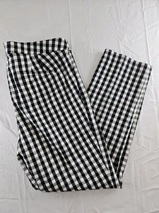 Lauren Ralph Lauren Pants Women 8 Buffalo Plaid Black White Gingham Stretch New - Picture 1 of 15