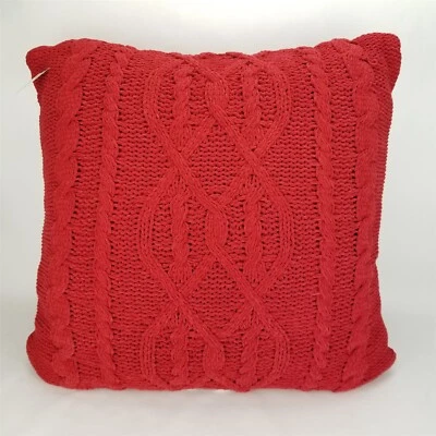Cable Knit Chenille Oversize Square Pillow Red 24X24" - Threshold - Image 1 of 4