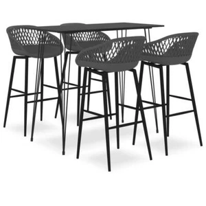 5 Piece Bar Set Black and Grey F6U6 - Picture 1 of 11