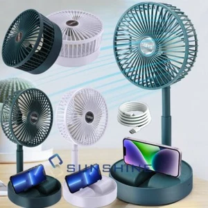 Portable Fan USB Rechargeable Foldable Table Desk Fan Telescopic Floor 3 Speeds - Picture 1 of 49